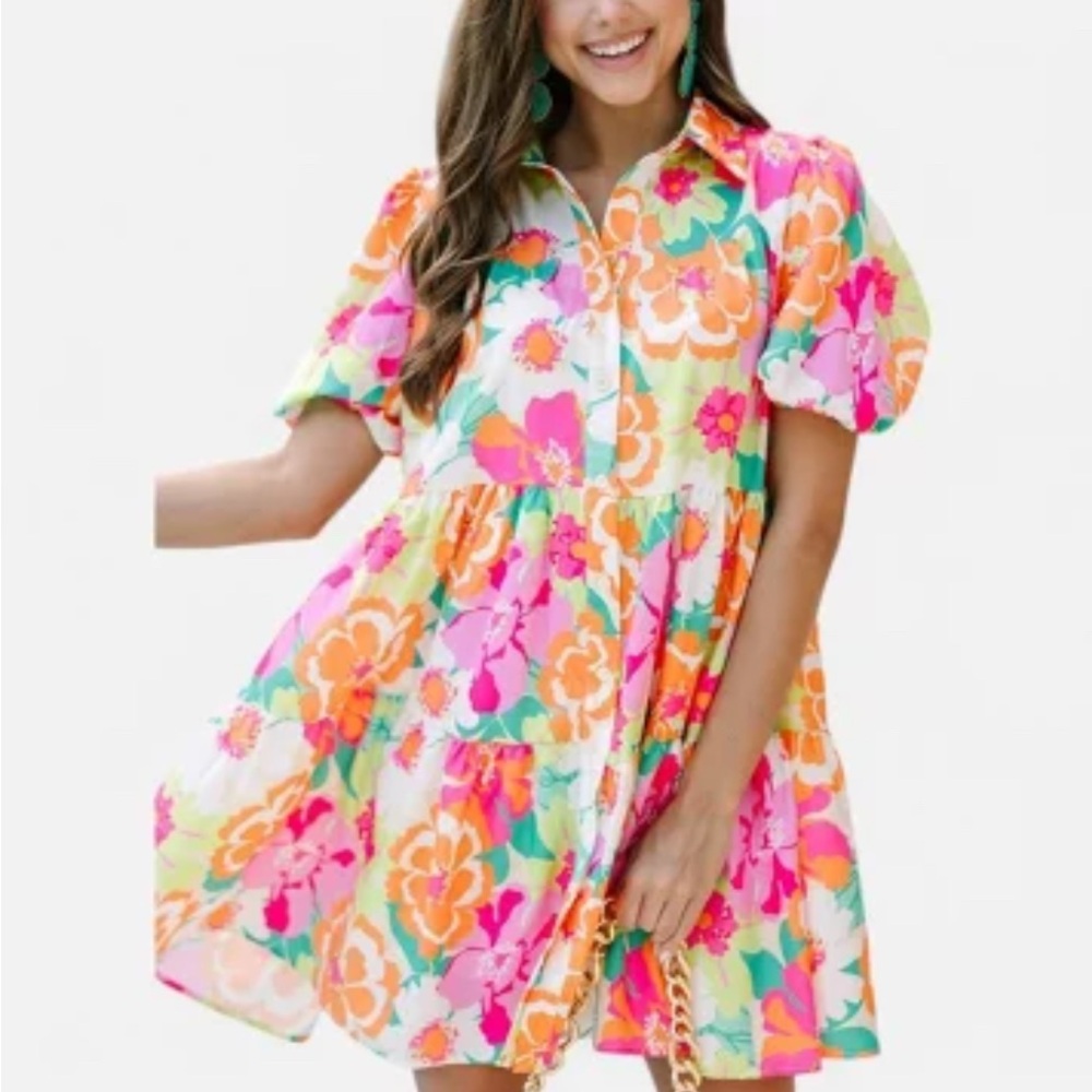 Floral Multicolor Tiered Babydoll Dress